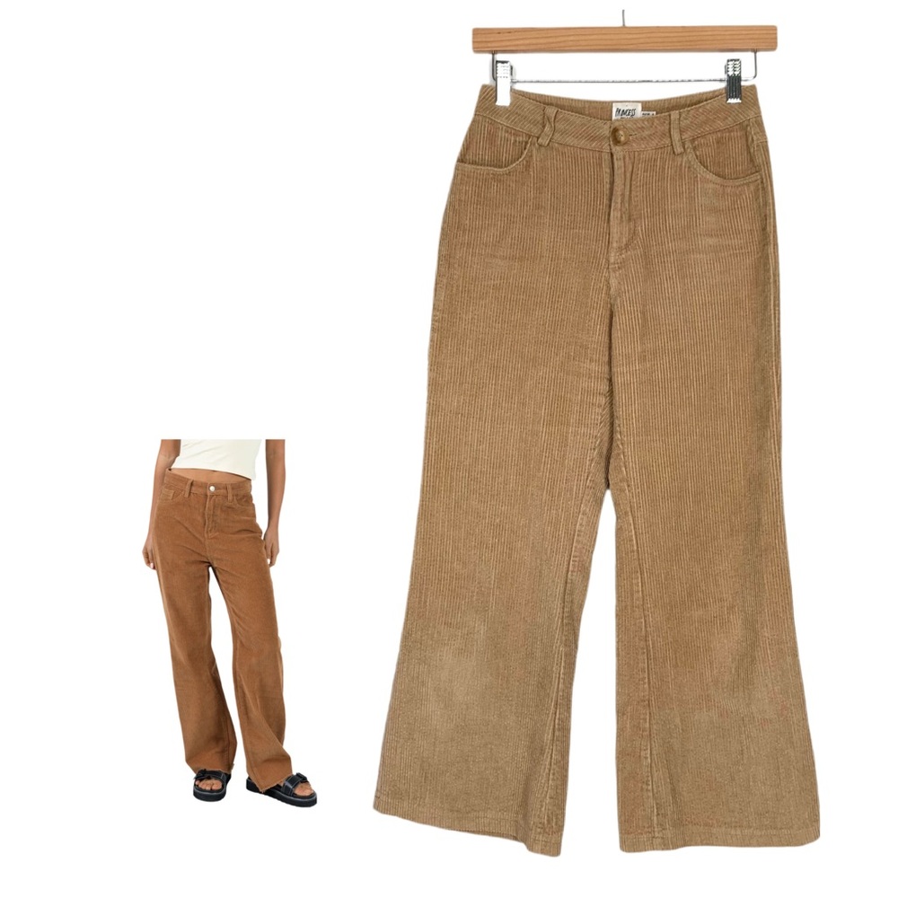 Princess Polly Kalinda Jeans Tan Corduroy Wide Leg Pants Size 2